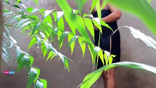 Rural Village Girl is having a Outdoor Shower, Caught by the Man next Door