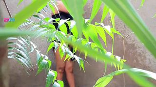 Rural Village Girl is having a Outdoor Shower, Caught by the Man next Door