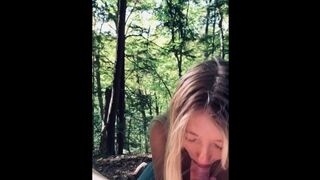 Amateur Tinder Teen Sucks & Swallows at a Public Park