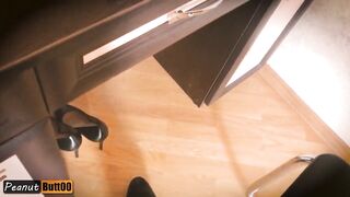 TEASER Secretary Caught her Co-worker Jerking on her Shoes. Shoejob, Handjob, Cum on Shoes and Nylon