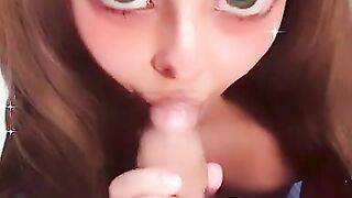 Pretty Girl with Big Green Eyes gives an Epic Blowjob - POV