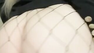 Tik Tok Girl's Christmas Ass & Pussy Flash in Sexy Fishnets