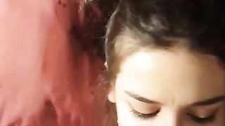 Innocent 18 Year old Babe Gets 2 Facials & Gags on Cum after Giving Sloppy Handjob & Blowjob POV