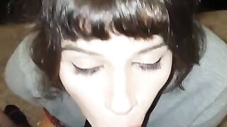 Innocent 18 Year old Babe Gets 2 Facials & Gags on Cum after Giving Sloppy Handjob & Blowjob POV