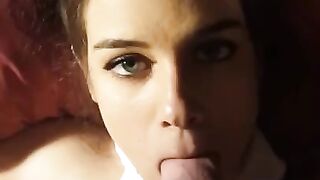 Innocent 18 Year old Babe Gets 2 Facials & Gags on Cum after Giving Sloppy Handjob & Blowjob POV