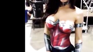 Naked Wonder Woman body painting,amateur teen