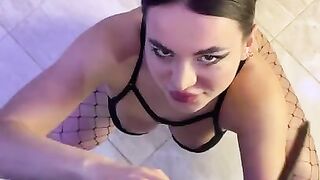 Cute Kitty makes a Juicy Blowjob to her Cat. POV