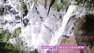 Showing my Pussy at the Waterfall, found a Guy there and Suck his Dick... Onlyfans: Bolivianamimi