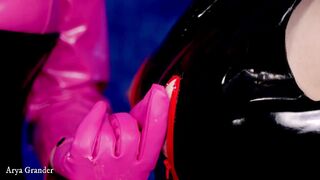 Sensual Ice Cube Slow Lesbian Play 4k. PVC Clothes FemDom Play