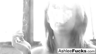 Ashlee smokes & shows off her tits!