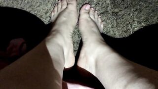 Nice pov cumshot over amateur latina whore's sexy feet