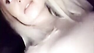 Hot Blonde Babe Masturbate inside the Car - Snapchat Step Mom