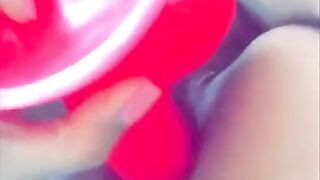 Pretty Hot Babe Masturbate Teasing with Red Dildo - Snapchat Pussy