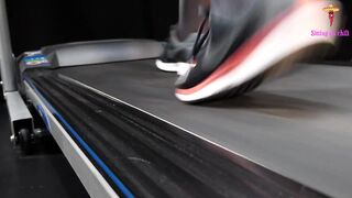 GYM Big Butt Lady on the Treadmill Prat1 MILF Walk Leggings One-pice