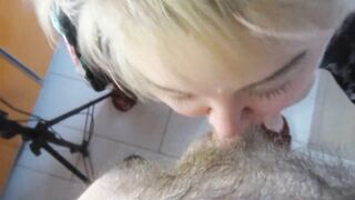 deep throat and a mouthful of cum after a savory blowjob