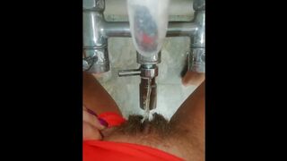 Tik Tok Standing Pee on the Tap in the Bathroom