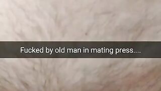 Old Man Fuck me in Mating Press with a Broken Condom...i Feel his Cum inside....[Cuckold.Snapchat]