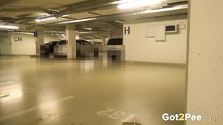 Hot Blonde Pisses In Indoor Car Park