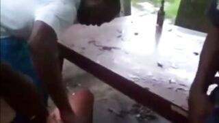 White Bitch Groped & Fingered by Black Guys in Public