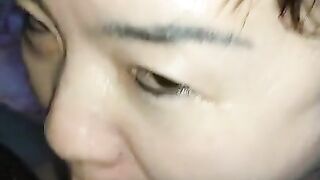 My asian friend again sucking cock, she know how to do it 3