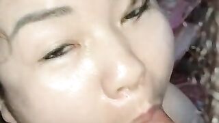 My asian friend again sucking cock, she know how to do it 2