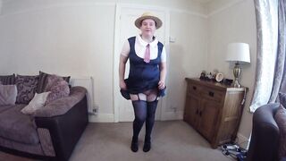 Mom wearing Schoolgirl Uniform with Stockings & Suspenders