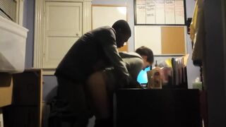 white pussy has sex with creampie in office