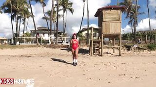 Kriss Hotwife Teen from Salvador Bahia Brazil and Cuckold Filming on the Beach