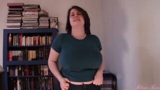 Huge Boob Tit Drop Blue Shirt