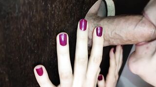 GLORY HOLE - Horny Girl Sucks Strangers Cock and Eats their Cum