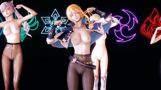 [MMD] Genshin Impact Jean Keqing McGeo Barbara Hot Strip Dance 4K UHD 60FPS