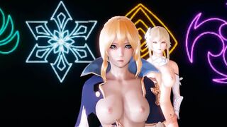 [MMD] Genshin Impact Jean Keqing McGeo Barbara Hot Strip Dance 4K UHD 60FPS