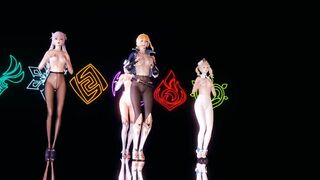 [MMD] Genshin Impact Jean Keqing McGeo Barbara Hot Strip Dance 4K UHD 60FPS