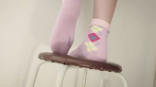 Mistress Kneads her Feet before Sockjob in Sexy Socks