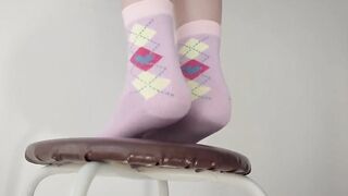 Mistress Kneads her Feet before Sockjob in Sexy Socks