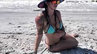 Public Beach Tanning and Tease for my Fans