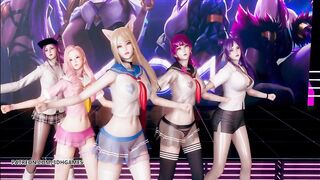 [MMD] hello Venus -wiggle Wiggle Strip Dance Ahri Akali Kaisa Evelynn Seraphine