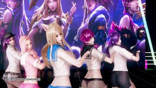 [MMD] hello Venus -wiggle Wiggle Strip Dance Ahri Akali Kaisa Evelynn Seraphine