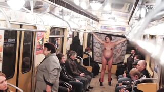 Pregnant and Nude in Subway