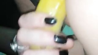 Masturbation and Fuck - Banana and Dick in her Pussy