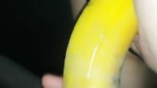 Masturbation and Fuck - Banana and Dick in her Pussy