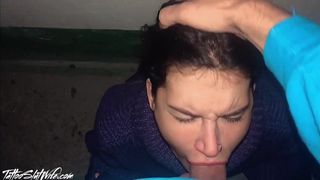 Rude Guy Hard Fuck Girl Throat and Cumshot - Public