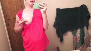 Hairy, Pregnant MILF Feeling Frisky in the Bathroom