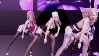 MMD K/DA - the Baddest Nude Vers. Ahri Akali Evelynn Kaisa Seraphine Nude Dance Uncensored 3D