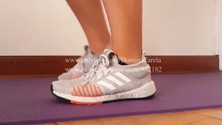 Domina Zarela - Adidas Sneakers Fetish - Stretching and Warming up before Starting my Workout