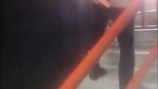 Fucking a Carrot on Public Stairs