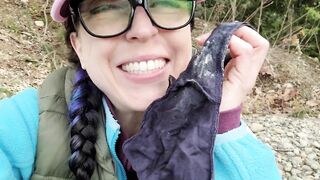 Nasty Hiker Shows off her Messy Panties