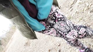 Nasty Hiker Shows off her Messy Panties