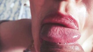 slobbery blowjob close-up with cum in mouth - Ezik01 18+