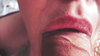 slobbery blowjob close-up with cum in mouth - Ezik01 18+